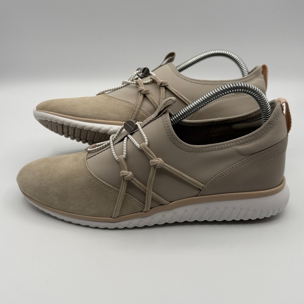 Cole Haan StudioGrand Sneakers Womens 9B Taupe Leather Suede Bungee W12366 - Picture 3 of 9